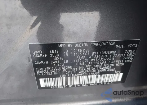 2025 Subaru Crosstrek Limited z USA, uszkodzony, nr VIN 4S4GUHM65S3770255